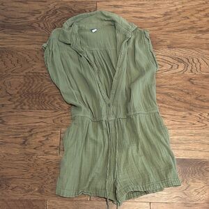 Olive Green Gauze Romper